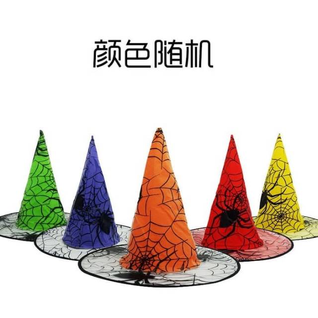 Topi Penyihir Murah Motif Laba Laba Cosplay Kostum Halloween Pesta