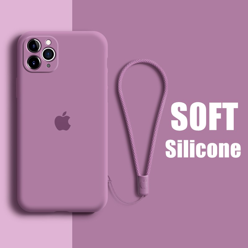 ã€case2ã€' Casing Softcase Silikon + Tali Lanyard Untuk Iphone 12 pro max