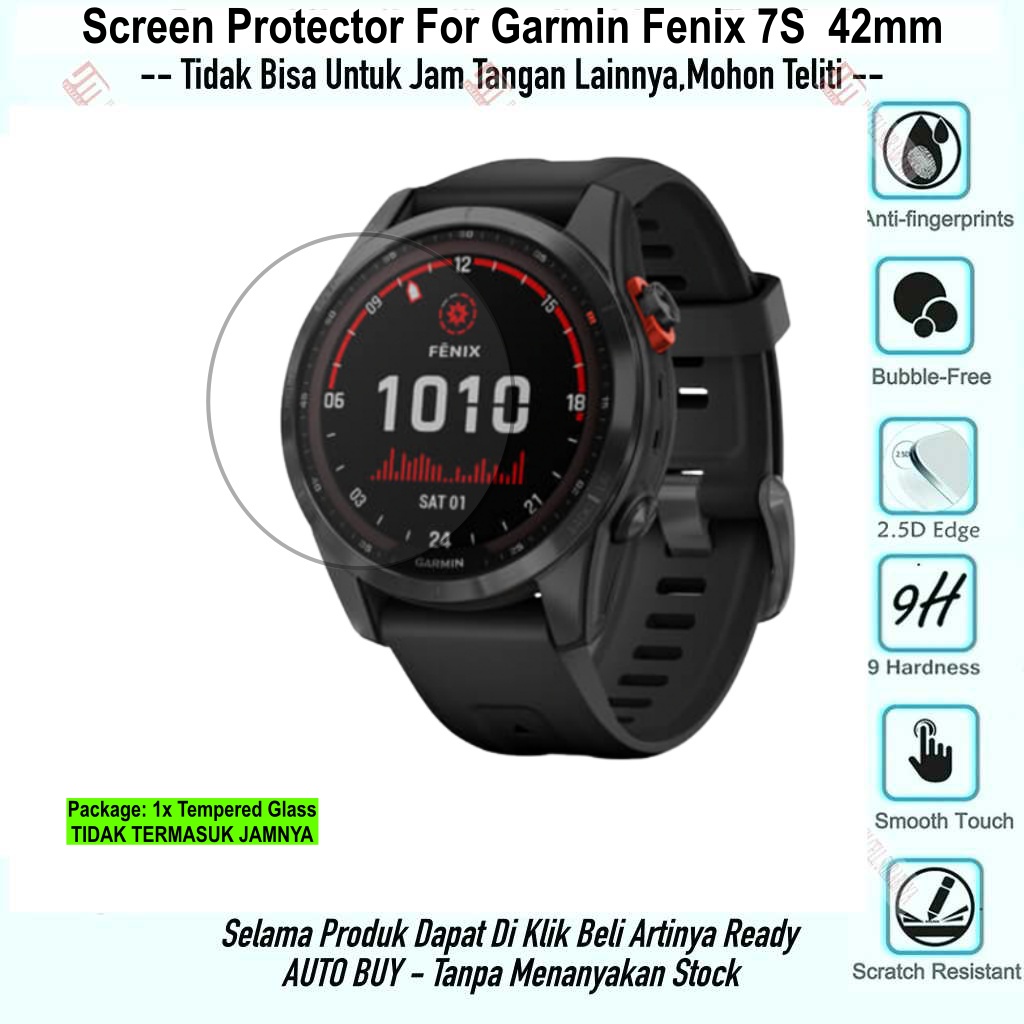 For Garmin Fenix 7S 42mm - Anti Gores Untuk Layar Bahan Kaca Tempered Glass