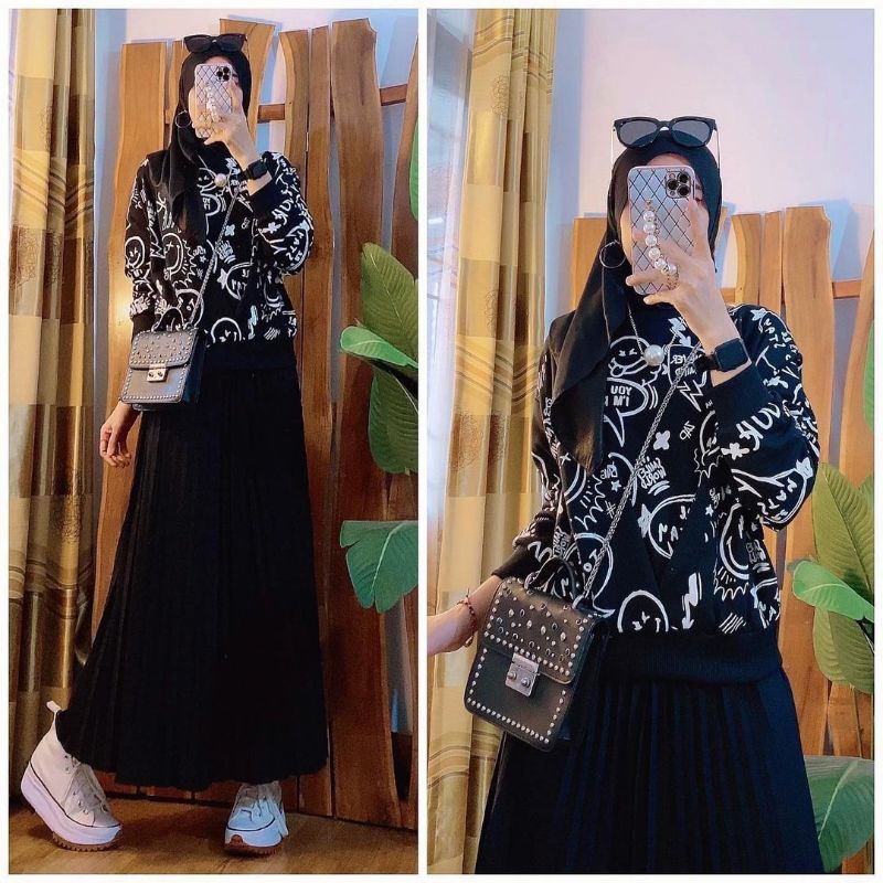 Smiley Sweater wanita jumbo sweater jumbo wanita sweater import sweater muslim outer wanita