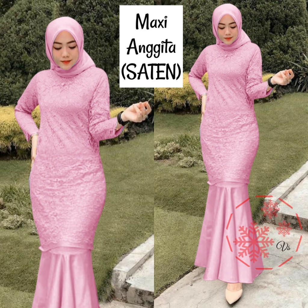 GAMIS BRUKAT MAXI ANGGITA MUSLIM FASHION KEKINIAN DRESS PESTA TERBARU COD