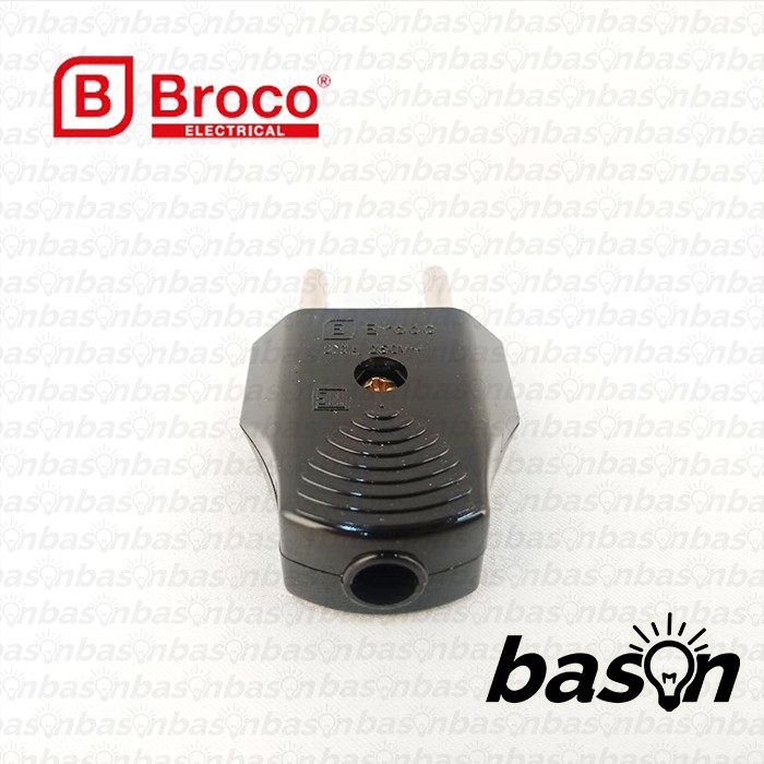 BROCO 344 STD 2-Pole Plug 2.5A 250V Black - Steker Biasa 344LN