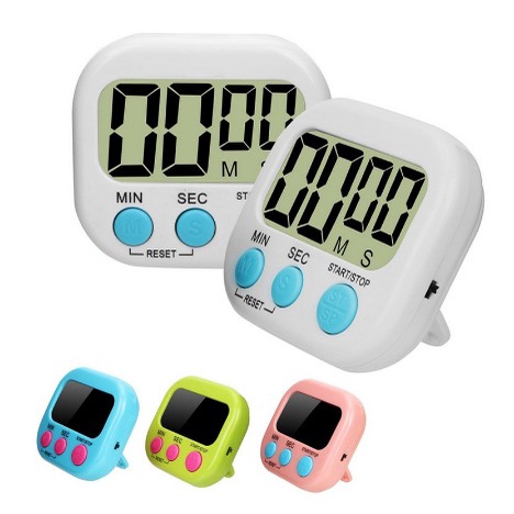 FREE BATERAI - Digital LED Display Kitchen Timer /Pengatur Waktu Memasak Makanan Jam Alarm Pengatur Waktu Dapur / Best Digital Timer Kitchen Pengatur Waktu Masak Stopwatch Alarm Dapur LED clock mini