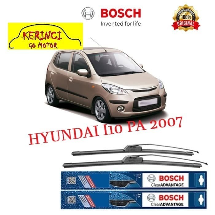 WIPER BOSCH CLEAR ADVANTAGE HYUNDAI I10 PA 2007 22&quot; &amp; 16&quot; SEPASANG