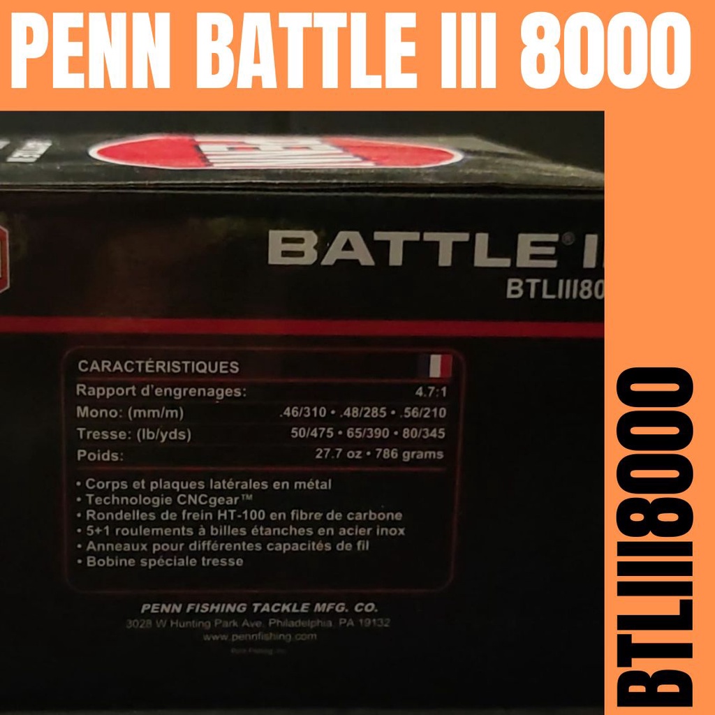 PENN BATTLE III 8000 REEL PANCING JIGGING /POPPING /ROCKFISHING