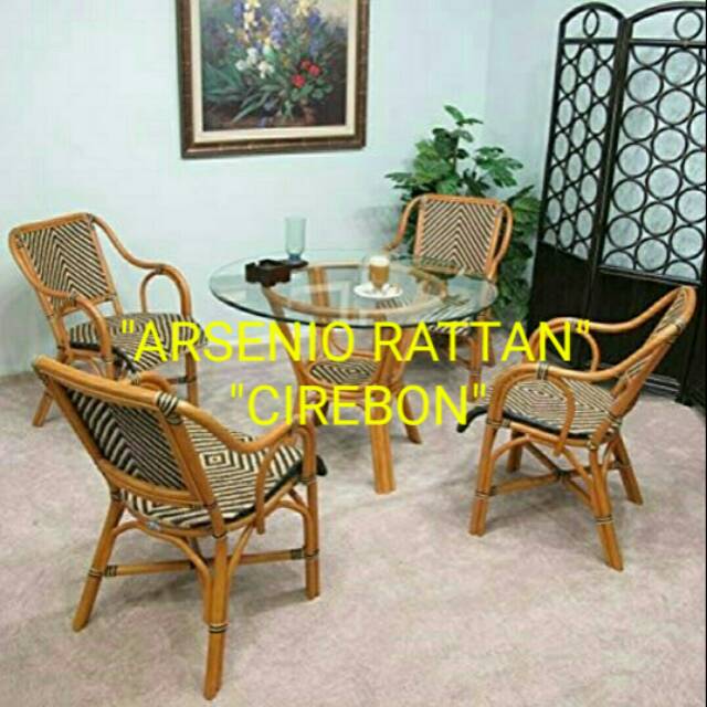Kursi Rotan Alam Anyaman Sintetis 1 SET KWALITAS EXPORT