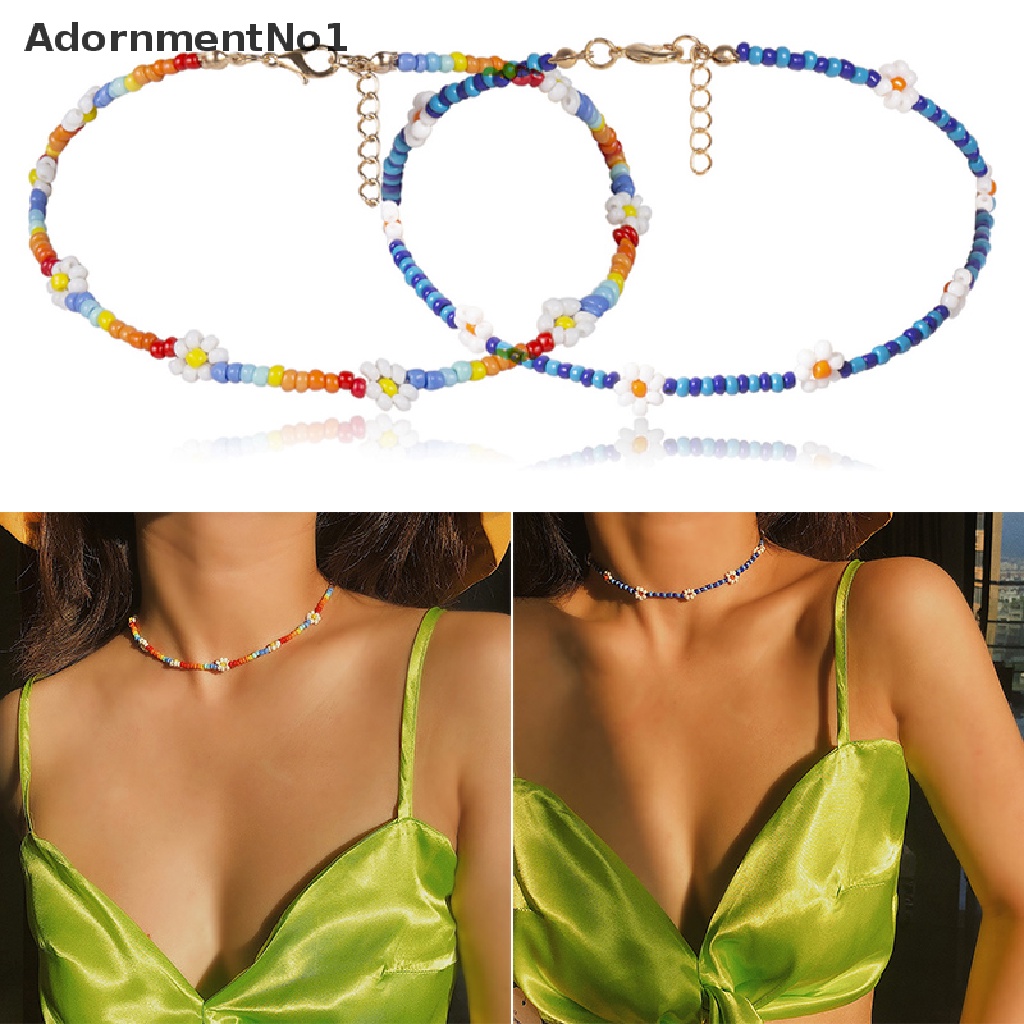 (AdornmentNo1) Kalung Choker Handmade DIY Dengan Liontin Bentuk Bunga Model Bohemia Untuk Wanita