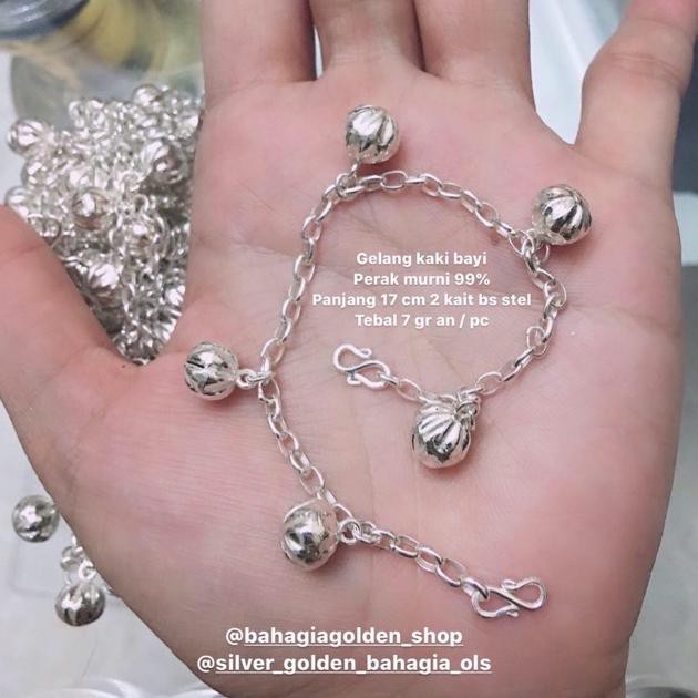 Gelang kaki bayi perak lonceng labu AP055