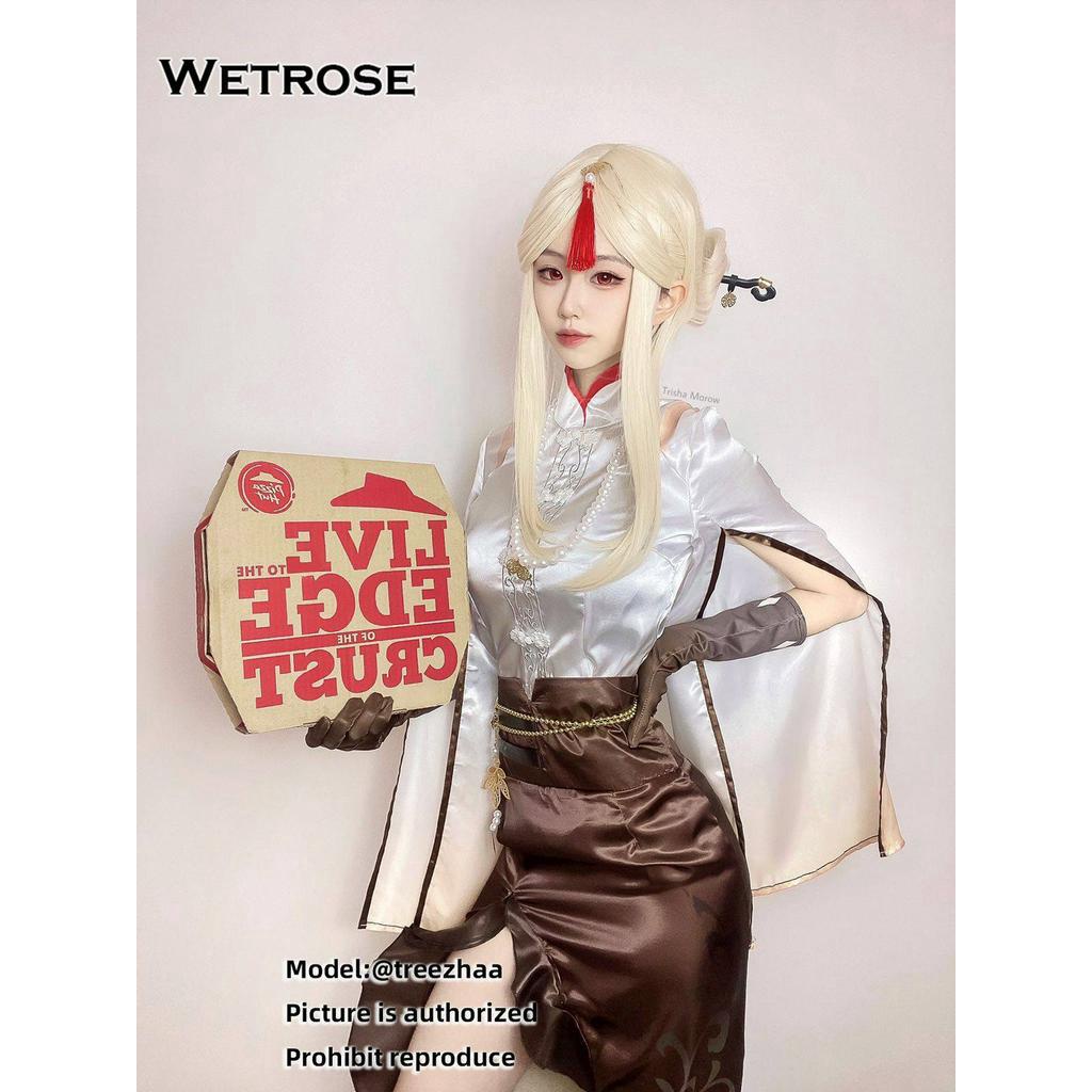 【Wetrose】Genshin Impact Yelan Ningguang Pizza hut Co Branded Cosplay Costume Clothes Baju Kostum Set