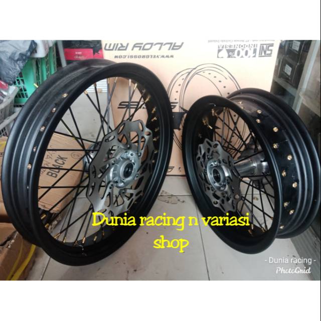 Paketan Velg Supermoto KLX 150 DTracker 150 Velg Sumo ring 14 lebar distel