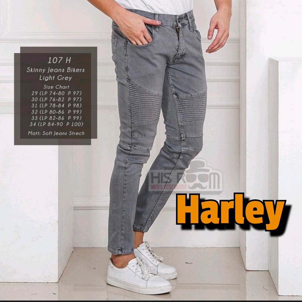 Celana Bikers jeans  slimfit pria - Celana Panjang Street melar-Jeans Denim ORIGINAL NO DENIM - Cela