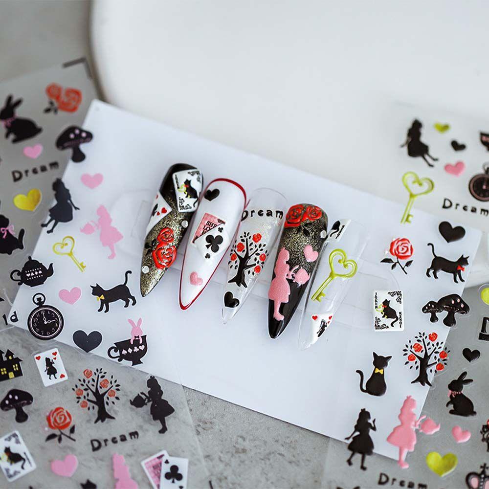 [Elegan] Kartun Stiker Kuku Relief Lucu Anya Self Adhesive Nail Art Dekorasi