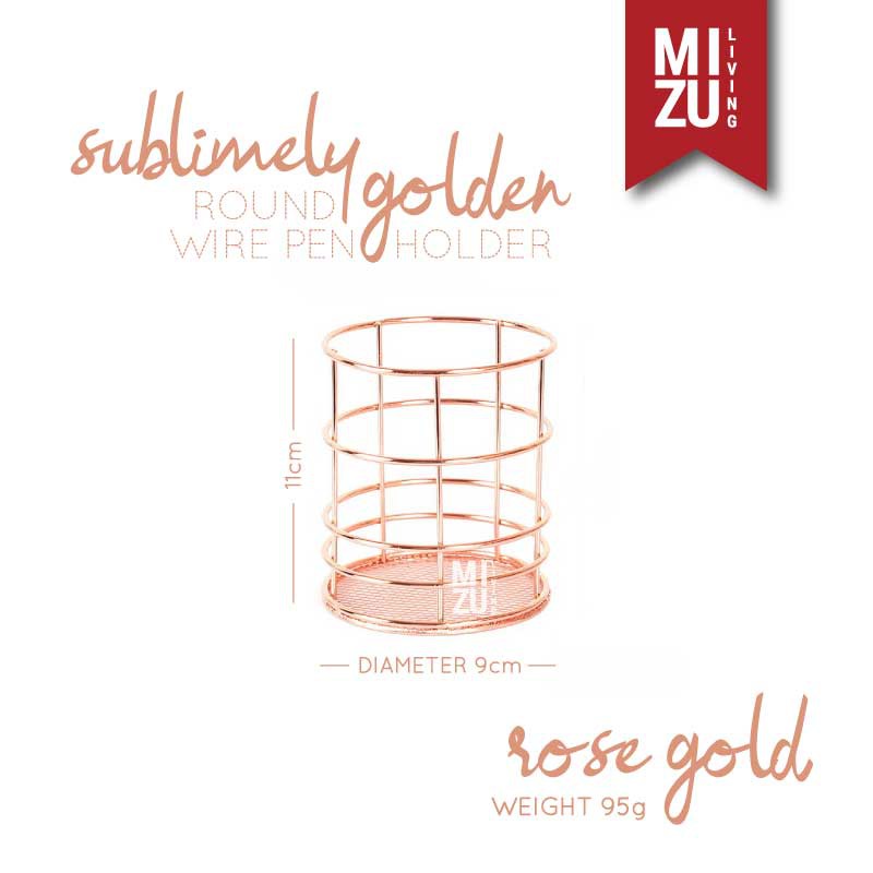 SUBLIMELY GOLDEN Wire Pen Holder Office Stationery Pencil Stand Tempat Alat Tulis ATK Serbaguna Emas-RD W PEN H RG