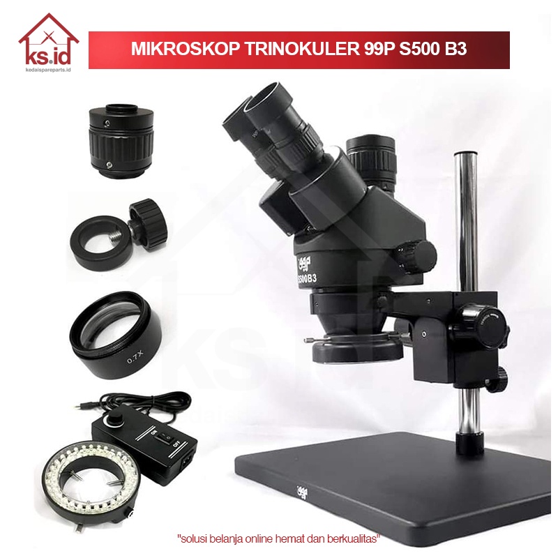 Mikroskop Trinokuler 99P S500 B3 Original Plus Lampu / Plus Lensa Peninggi High Quality / Produk Ori