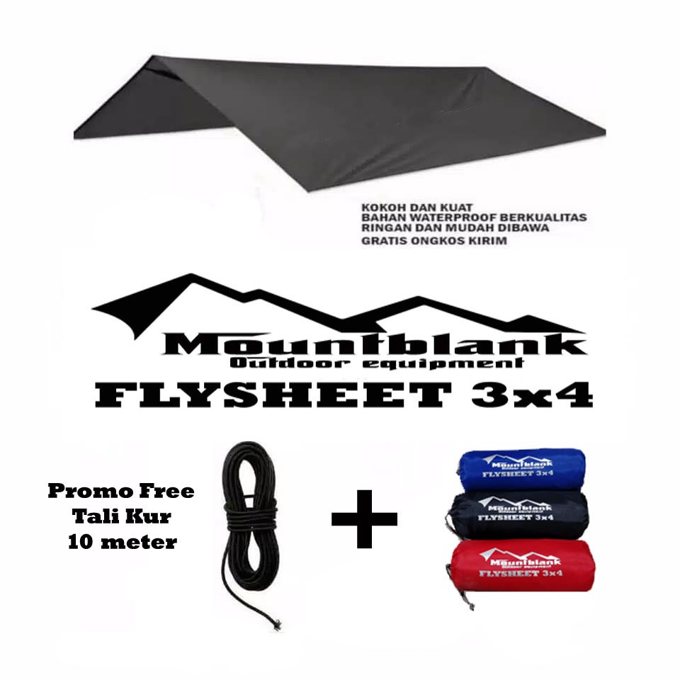 Flysheet Hammock Tenda Dome 3x4 / 4x3 8 lubang Mountblank Original