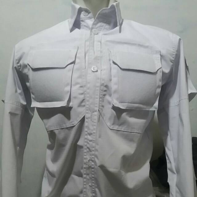 kemeja taktikal putih