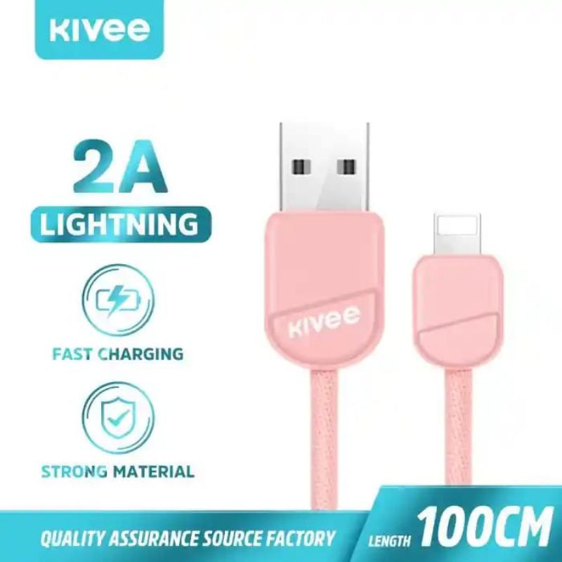 Kabel Data Kivee Bahan Kain Fast Charging Kabel Micro USB, Lighting dan Tipe C