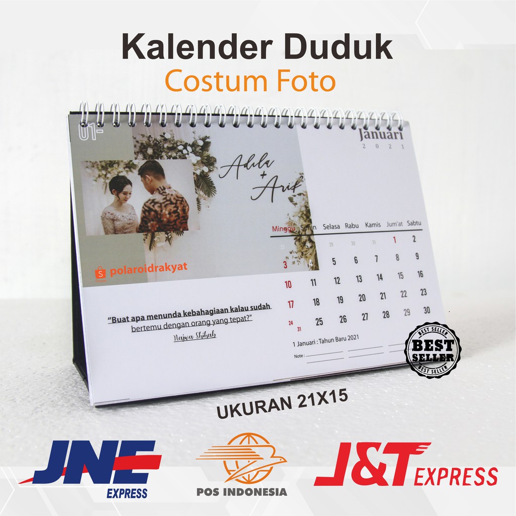 KALENDER MEJA DUDUK CUSTOM NAMA UNIK MINIMALIST WEDDING