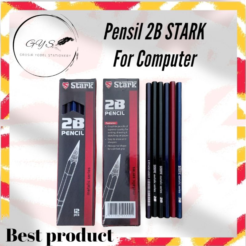 

Pensil 2B / Pensil Ujian Komputer 2B (Lusin/12 pcs) STARK Metalic