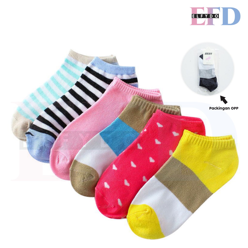 ELFYDO - Kaos Kaki Ankle Kaos Kaki Polos dan Motif Short Socks Pendek Semata Kaki