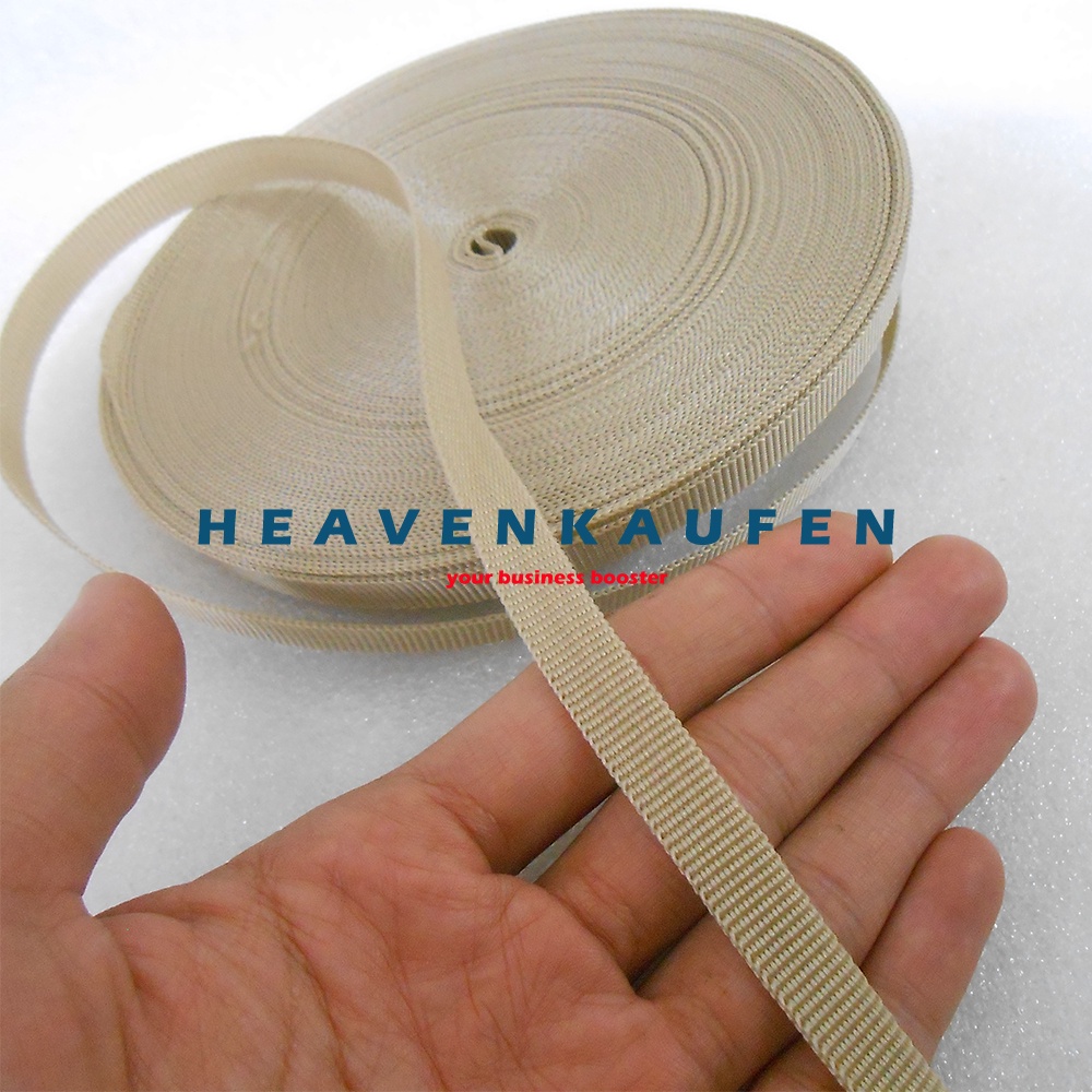 Webbing Lanyard Lebar 1 cm Warna Cream Krem Untuk Tali Lanyard ID Card Craft DIY Meteran