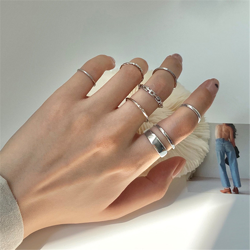 YEEZII Set Cincin Emas Adjustable Gaya Vintage Untuk Wanita