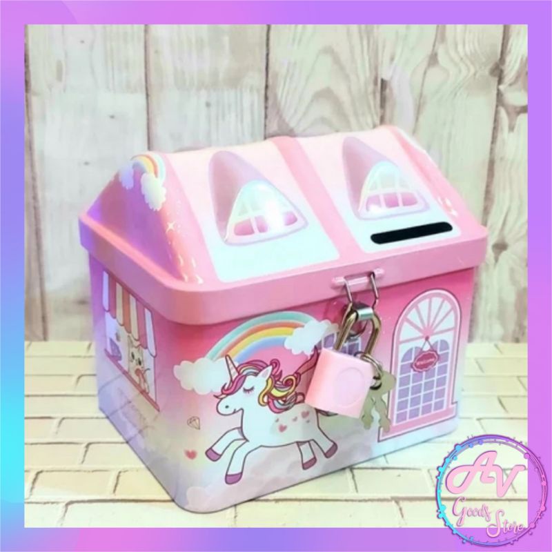 Celengan Kaleng Unicorn S-232 / Celengan Kunci Gembok Unicorn / Souvenir Celengan Anak