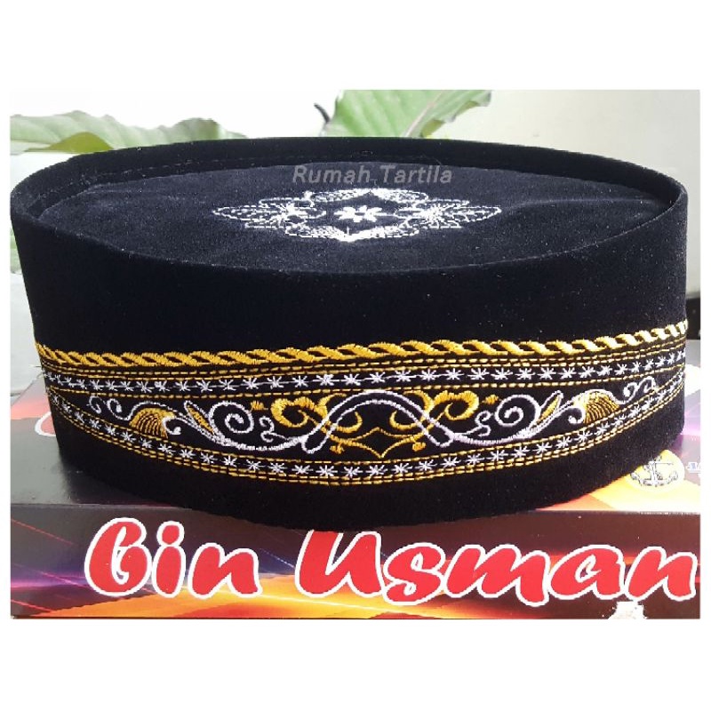Peci Hitam Motif Bordir