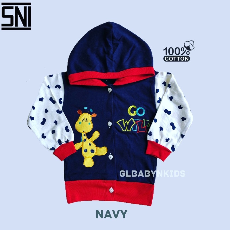 Jaket Hoodie Bayi Baby Bordir Jerapah Warna Katun