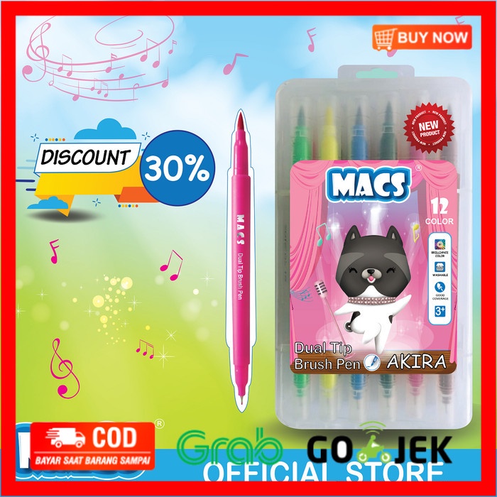 

(BISA COD) Dual Tip Brush Pen Marker Color 12 Warna