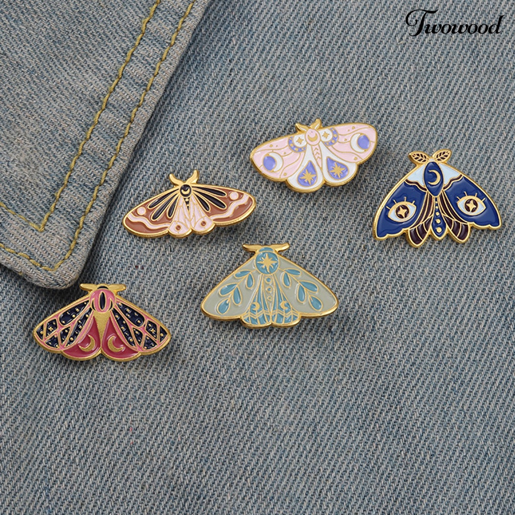 Twowood Women Brooch Moth Enamel Exquisite Special Cute Bag Pin for Gift