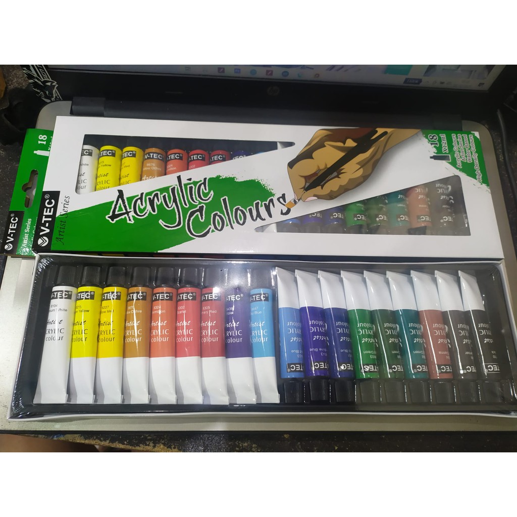 

V-TEC ACRYLIC COLOURS 12 ML SET 12 warna v-tec