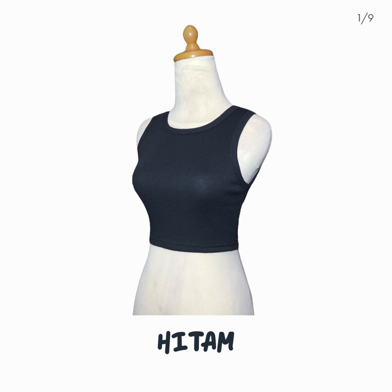Tanktop Crop RIB Luxury-HITAM
