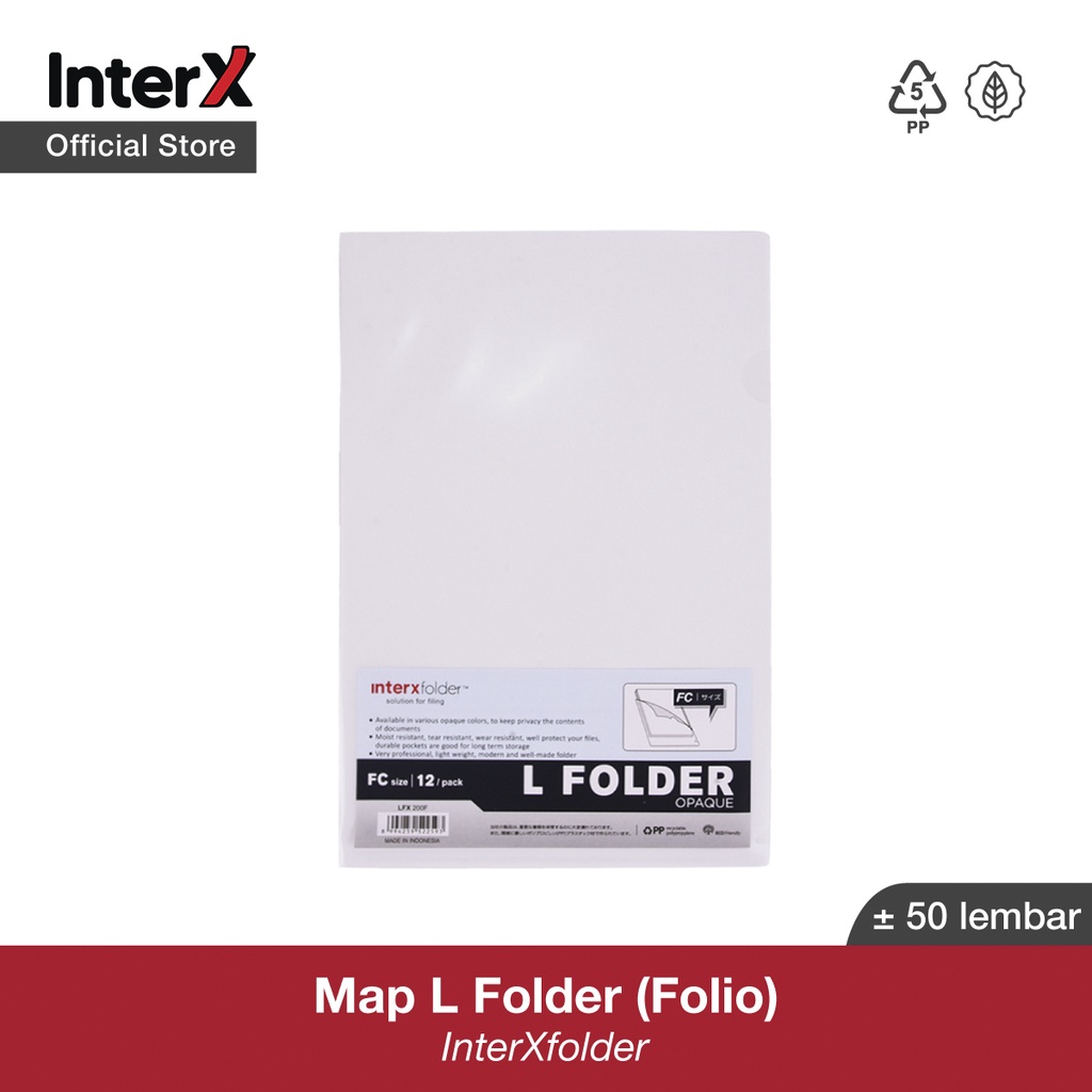 

InterX Folder Clear Sleeves/ Map L Plastik Arsip File Kantor Sekolah Opaque Folio (F4)