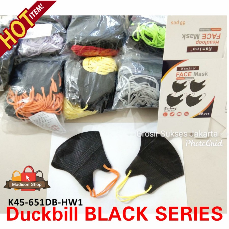 Masker DUCKBILL isi 10 Masker Kesehatan Hitam Putih Termurah Grosir