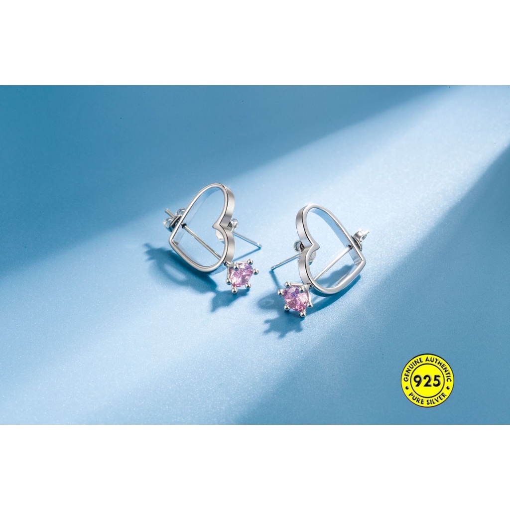 Anting Tusuk Bahan Alloy Warna Silver Dengan Batu Zircon Untuk Wanita