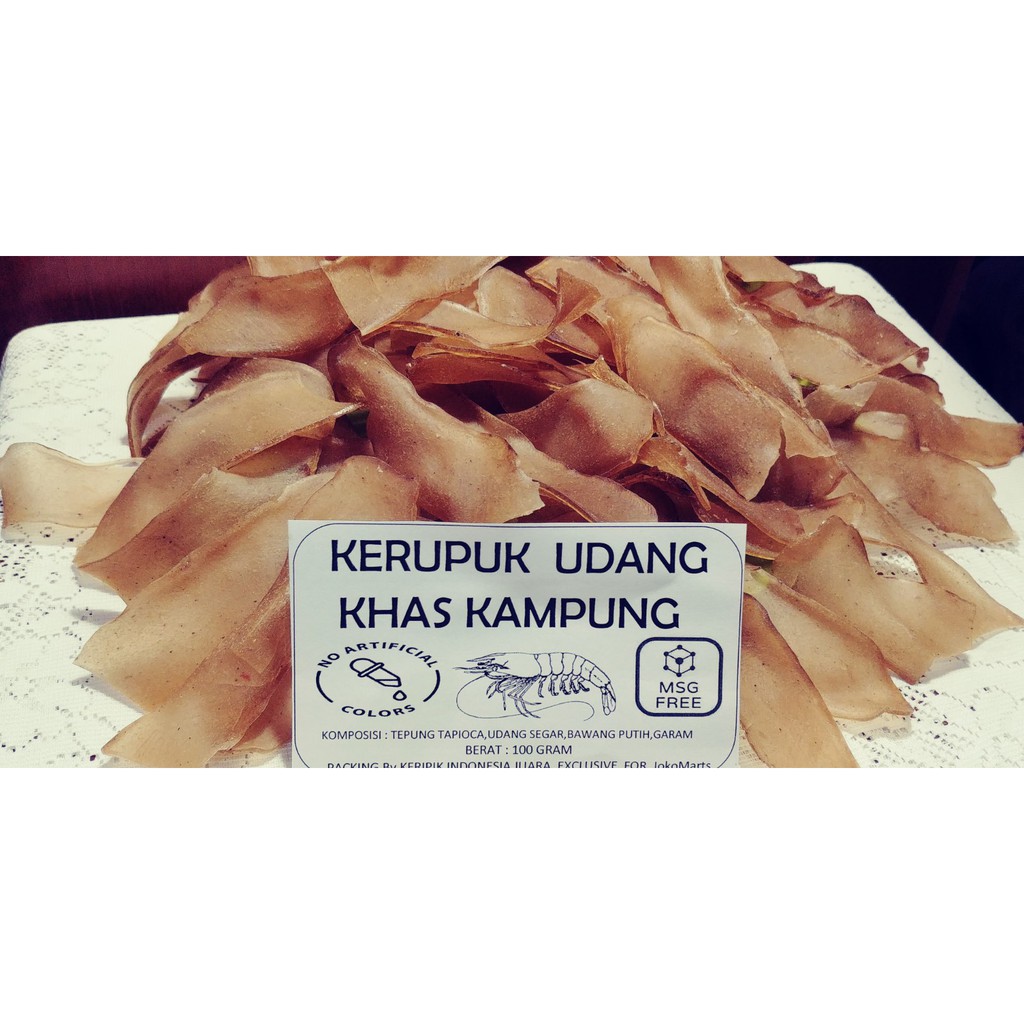 

KERUPUK UDANG MENTAH KHAS KAMPUNG TANPA MSG TANPA PEWARNA BERAT 100 GRAM