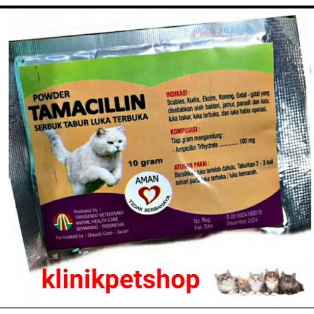 TAMACILLIN POWDER OBAT  LUKA  TERBUKA KUCING  CAT ANJING 