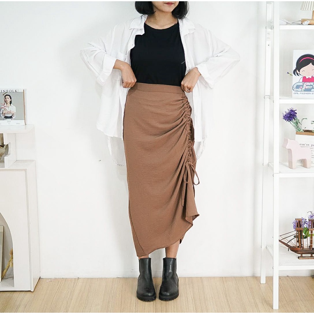 GFS TAMARA/JOSEP SKIRT-ROK SERUT CASUAL- MAXI RUCHED SKIRT KOREAN LOOK