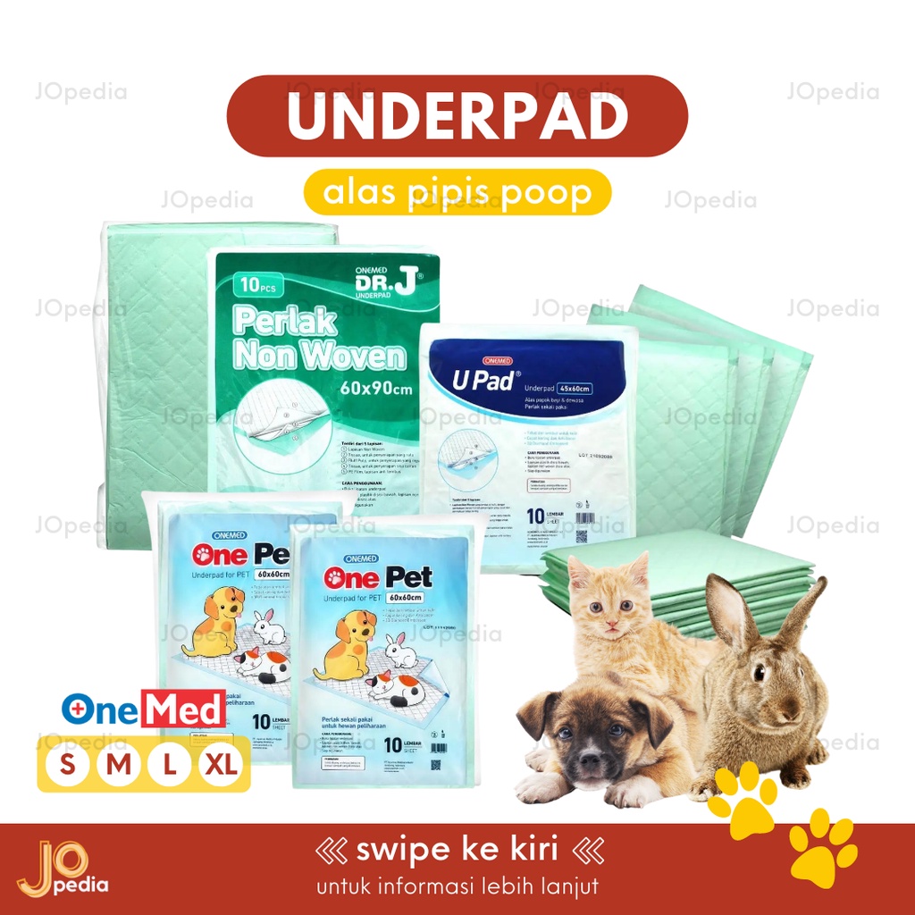 UNDERPAD ONEMED ECER  S M L XL Alas Pipis Kucing Anjing Kelinci Training Pad Pee Pad Perlak Poop