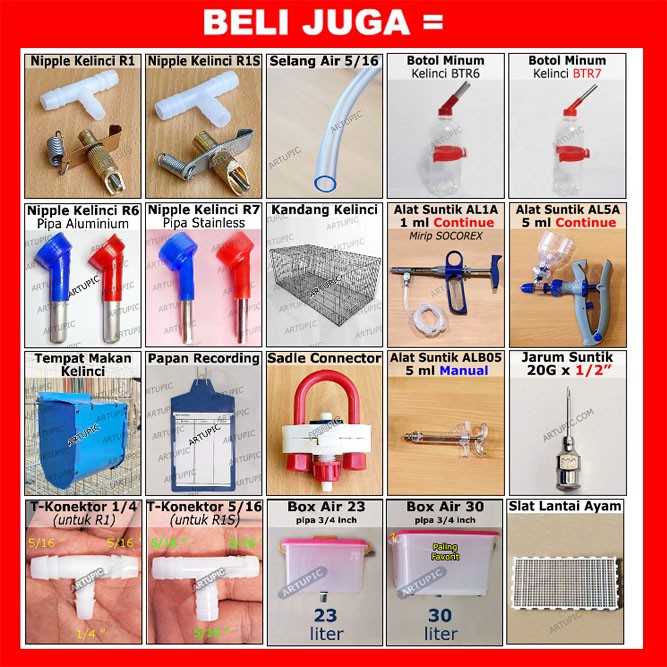 KANDANG KELINCI GALVANISE BESAR Cocok dengan Nipple Minum Tempat Makan Kelinci Artupic Rabbit Cage