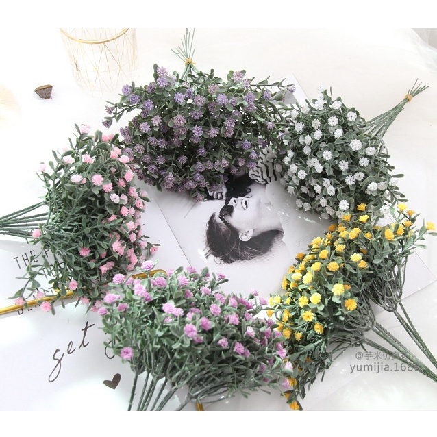 Bunga Moss Mini Plastik Daun Bulat Bunga Full of Star Artificial