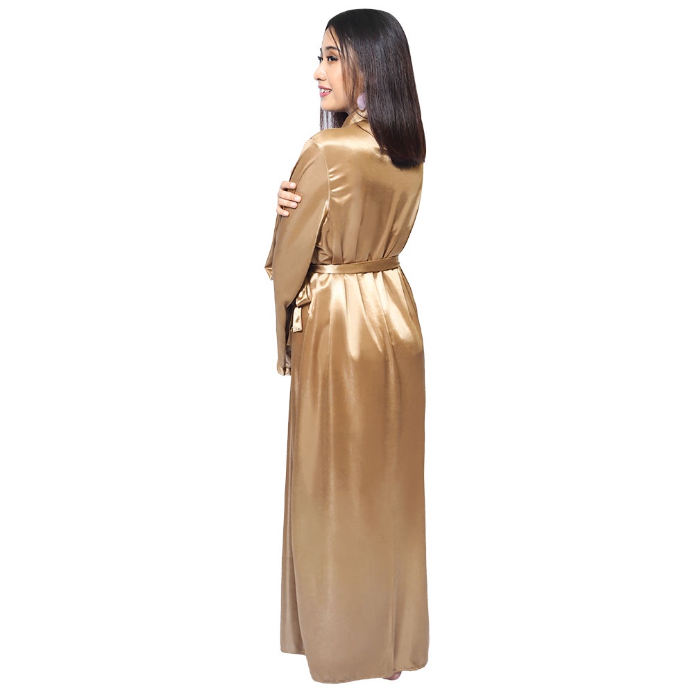 FOLVA kimono panjang satin 1130GKIM gold emas all size