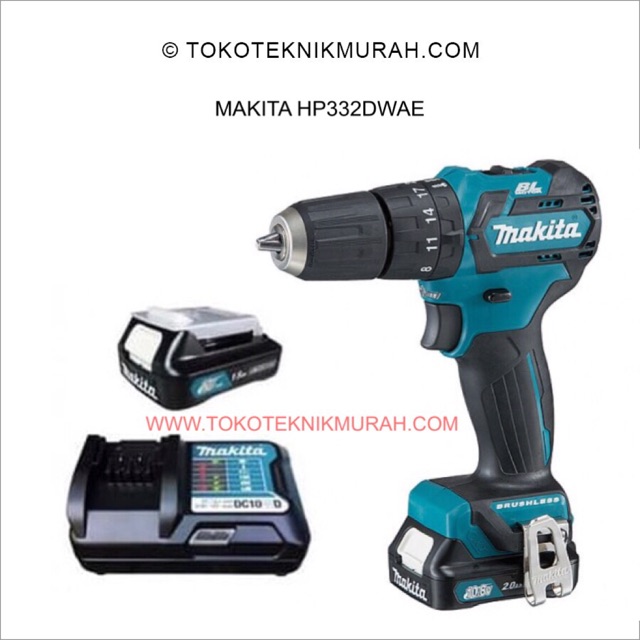 Makita HP332DWAE Mesin Bor Baterai Cordless Tembok Beton HP 332 DWAE