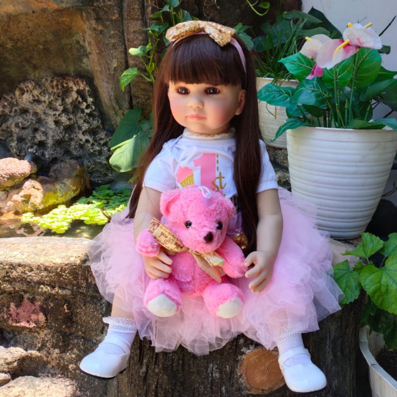 Boneka Reborn Baby Cewek Premium 60 cm Cantik Ulang Tahun