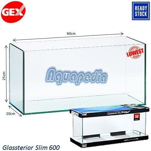 GEX Glasterior 600 Slim 60x20x25cm Aquarium Kaca Aquascape 60cm