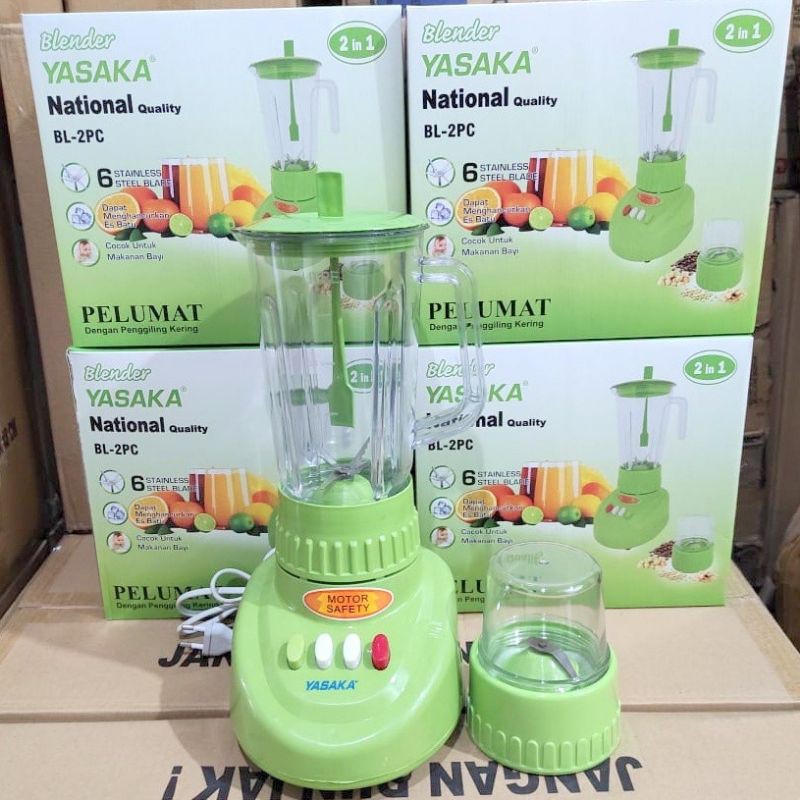 Blender National YASAKA Plastik BL-2PC + Penghancur Es (Ice Crusher) / 1 Liter 2 in 1 / BL2PC Mika