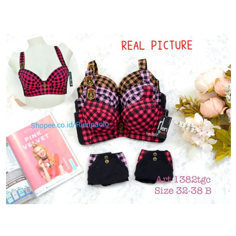 Bra Wanita G String BH Kawat Lingerie Set Sexy Hot Kawat Premium Motif Lucu Rien Paolo 382
