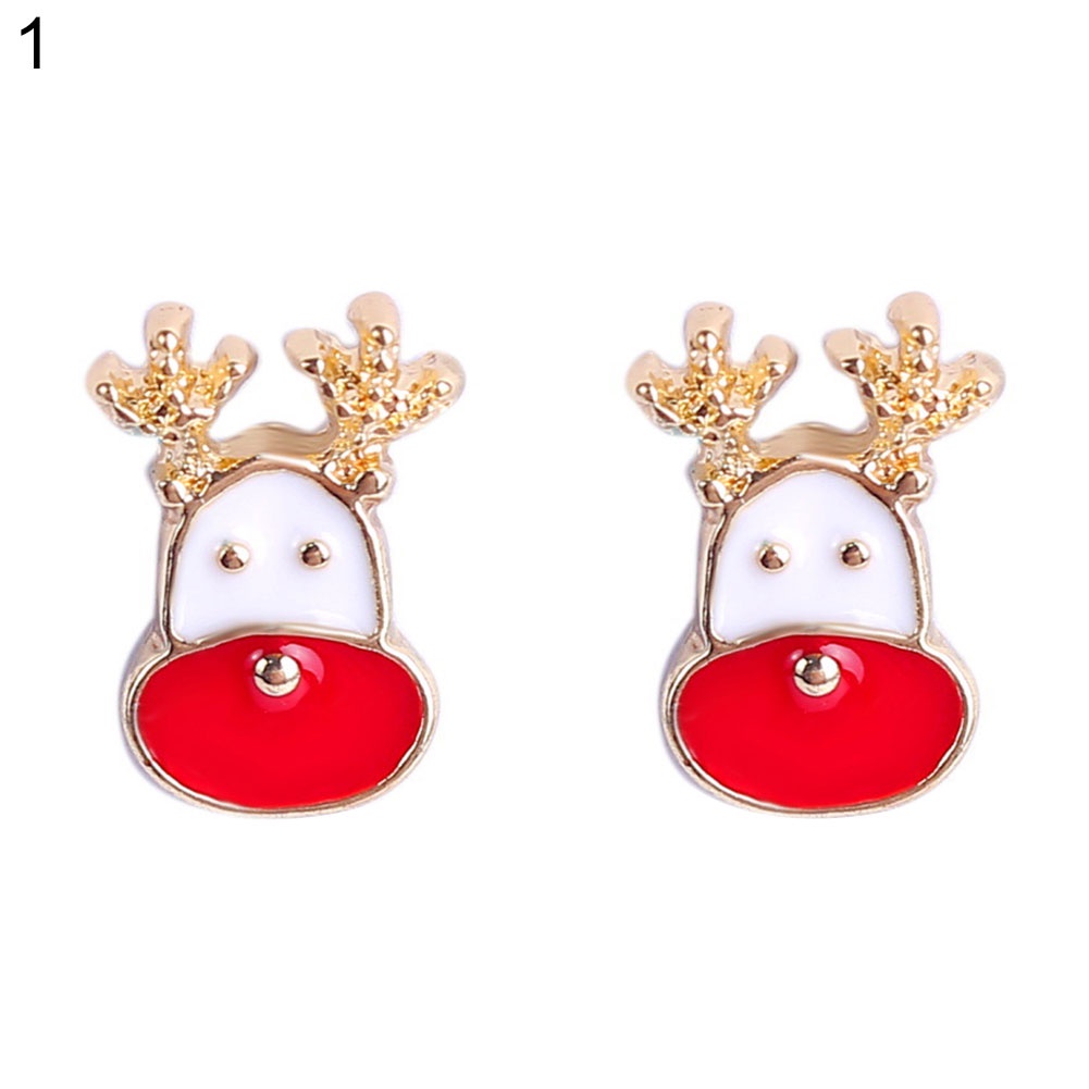 Hu Hu Hu Hu Hu Alat Bantu Pasang Kacamata♡ Anting Tusuk Wanita Bentuk Kepala Rusa Hias Berlian Imitasi Untuk Pesta Natal