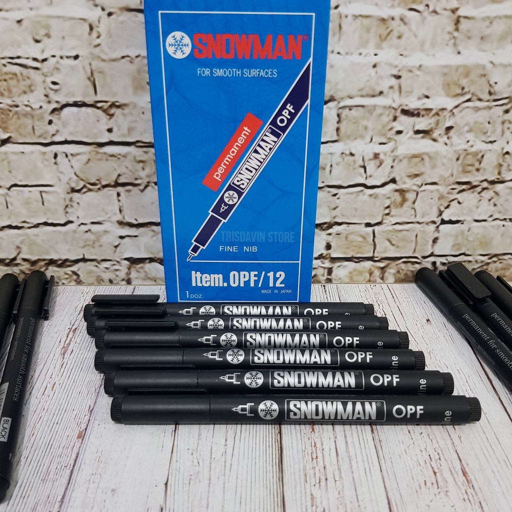 

Spidol permanen Snowman OPF12 fine nib hitam / Snowman OHP marker